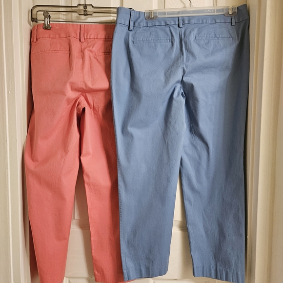 LOFT Coral and Sky Blue Straight Leg Pants - Picture 2 of 10